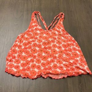 Slightly cropped flowery flowy tank